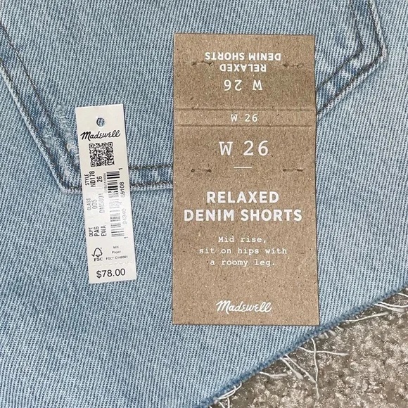 NWT Madewell Relaxed Denim Shorts - Picture 5 of 5